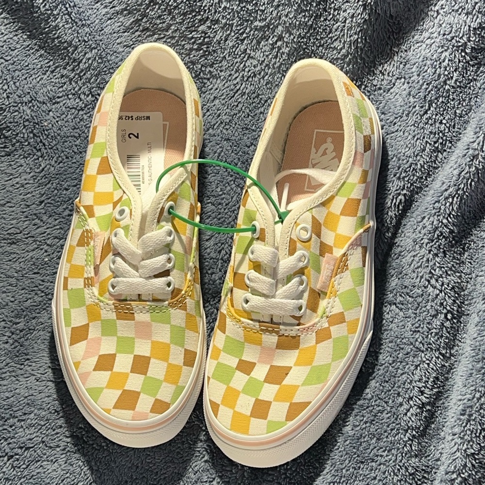 Girls Vans shoes sz 2 - multicolor checkered